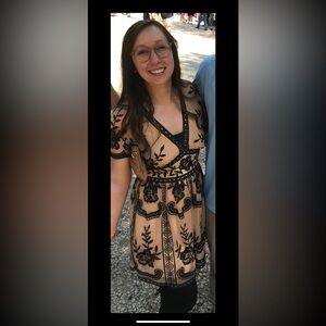 Altar’d state black and tan embroidered dress